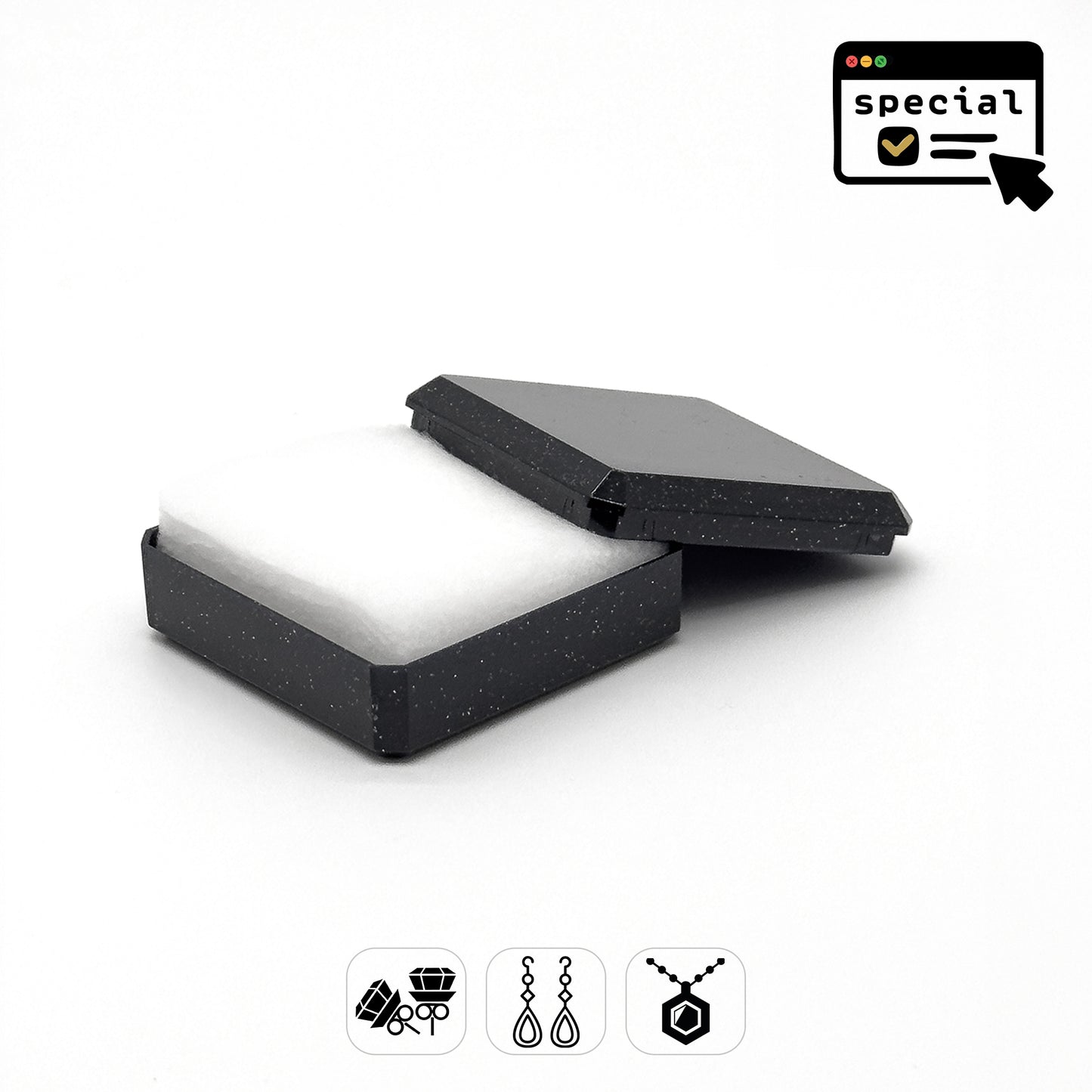 Sparkle (Special Order) | Glittered Large Plastic Universal Box, 80x80mm (Pack of 48)