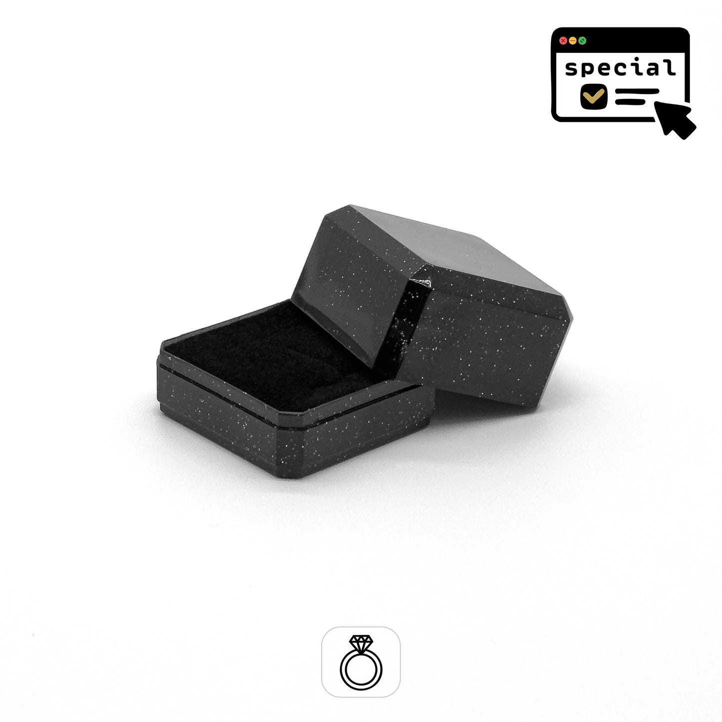 Sparkle (Special Order) | Glittered Plastic Ring Box (Pack of 48)