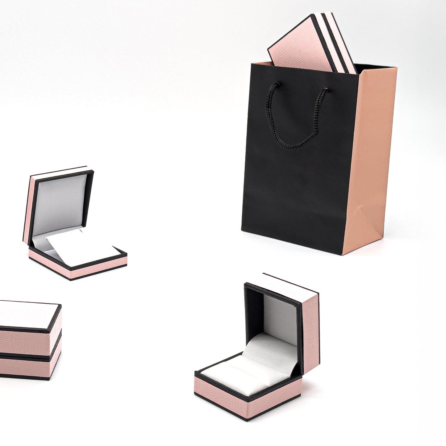 Chic Matt Black / Peach Pink Tote Bags (Pack of 10)