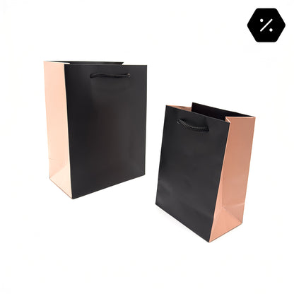 Chic Matt Black / Peach Pink Tote Bags (Pack of 10)