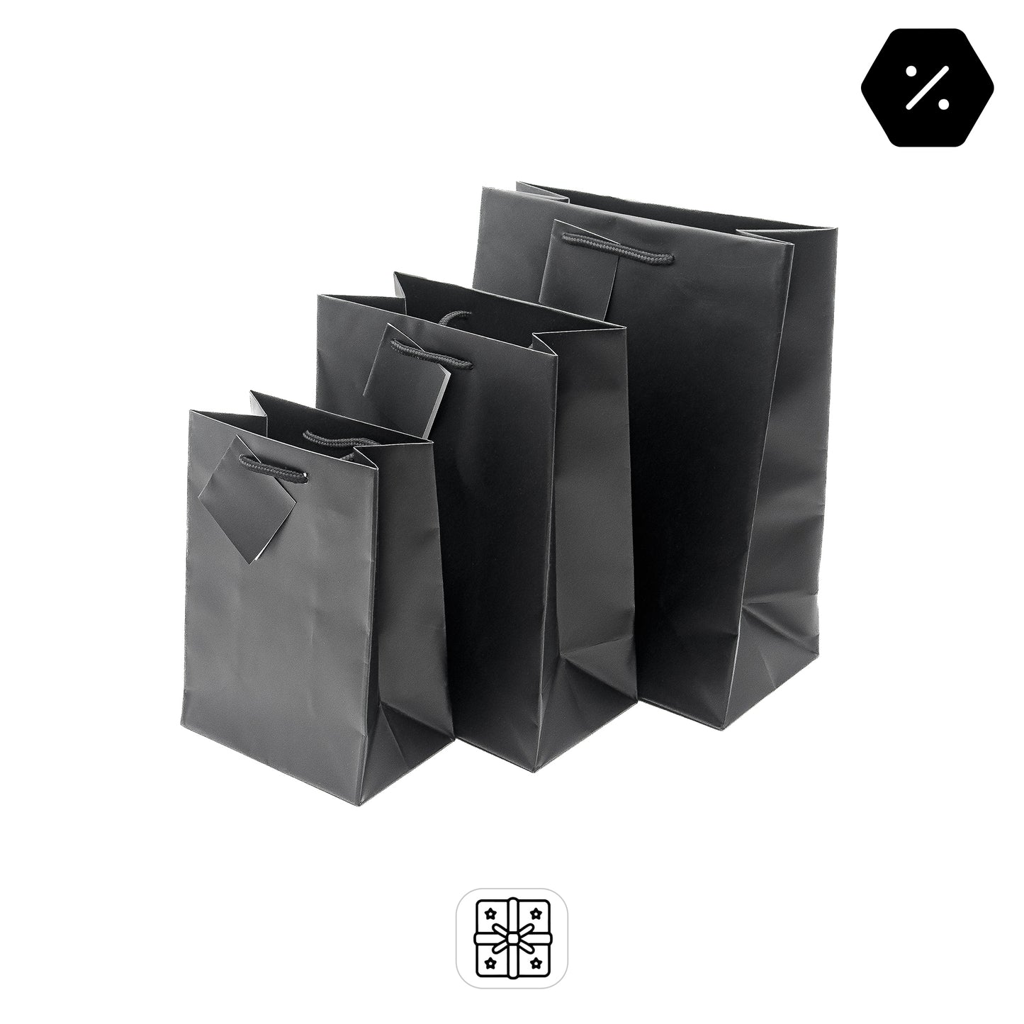 Matt Tote Bags | Affordable Matt Black String Handle Bags for Jewellery & Gifts (Pack of 10)