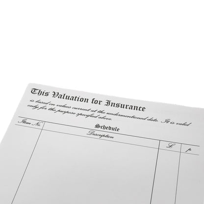 Budget Valuation for Insurance Forms | 100 x A4 Forms | Jewellers' Essentials