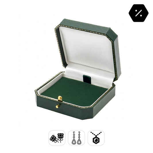 Venice Classic Earring / Pendant | Vintage Style Box with Cut-Off Corners, Gold Tooling & Button Closure (Pack of 12)