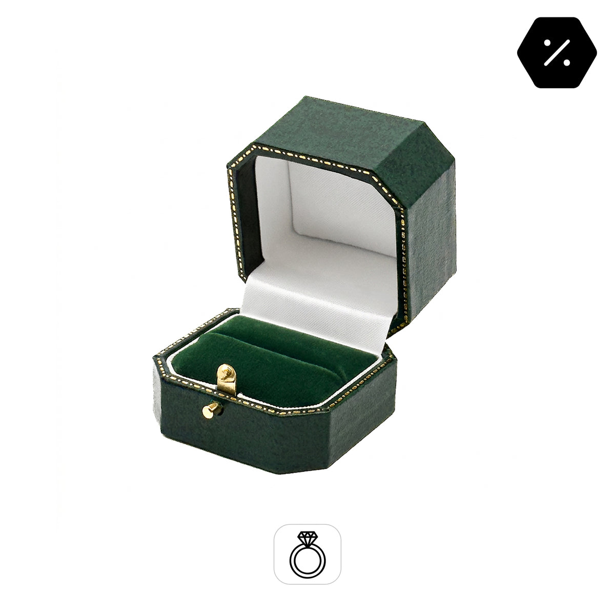Venice Classic Ring | Vintage Style Box with Cut-Off Corners, Gold Tooling & Button Closure (Pack of 12)