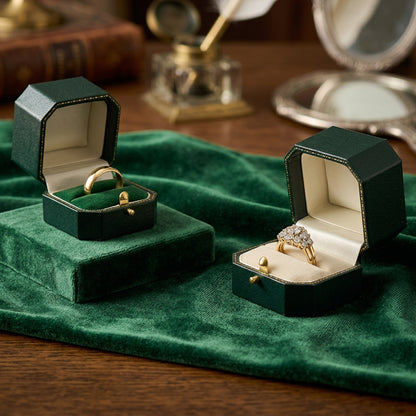 Venice Classic | Ring Case with Cut-Off Corners & Gold Push-Button Closure - Edwardian Style (Pack of 6)