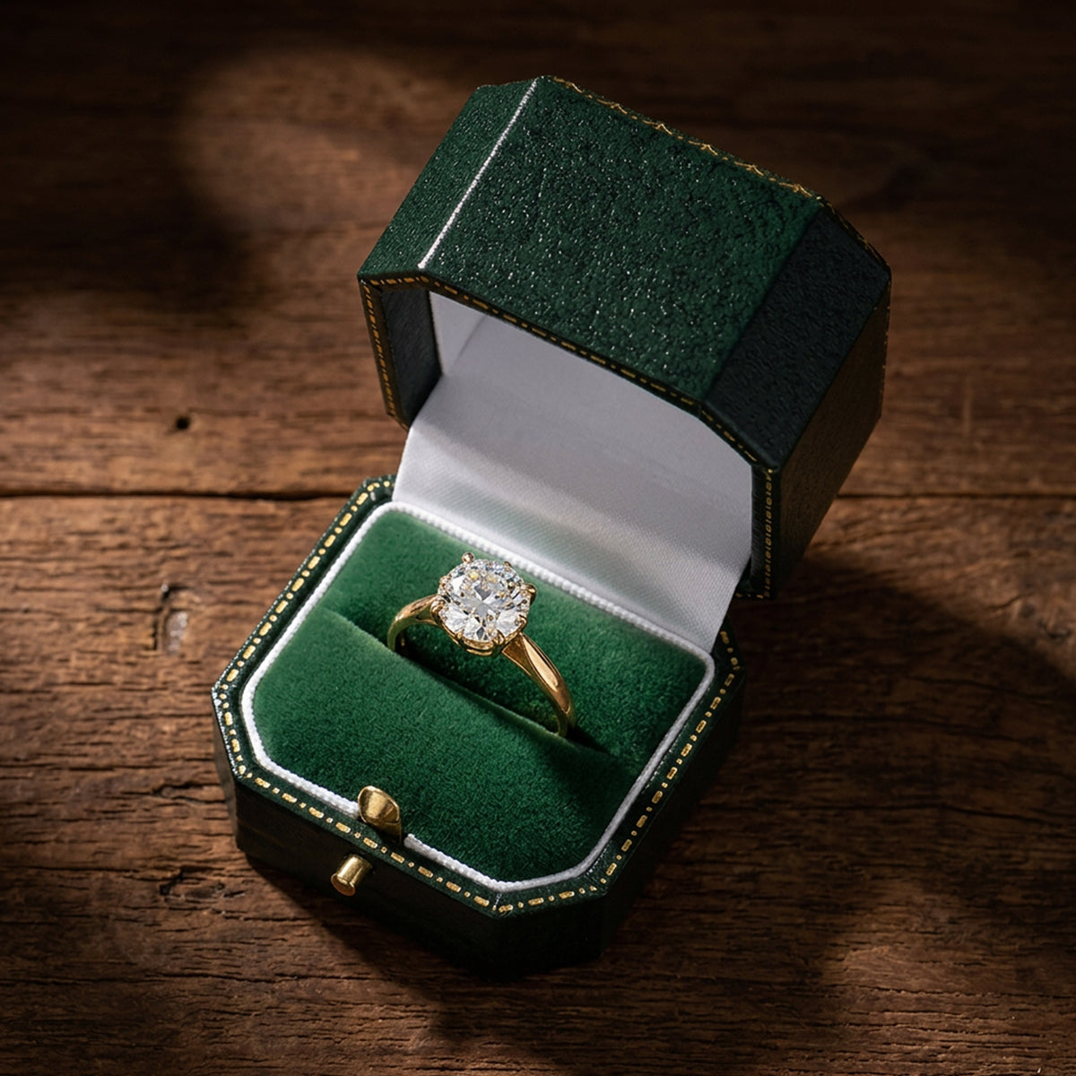 Venice Classic Ring | Vintage Style Box with Cut-Off Corners, Gold Tooling & Button Closure (Pack of 12)