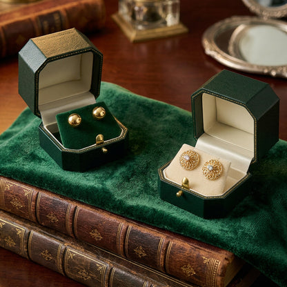 Venice Classic | Stud Earring Case with Cut-Off Corners & Gold Push-Button Closure - Edwardian Style (Pack of 6)