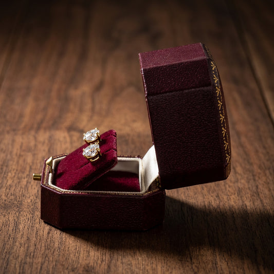 Venice Classic Stud Earring | Vintage Style Box with Cut-Off Corners, Gold Tooling & Button Closure (Pack of 12)