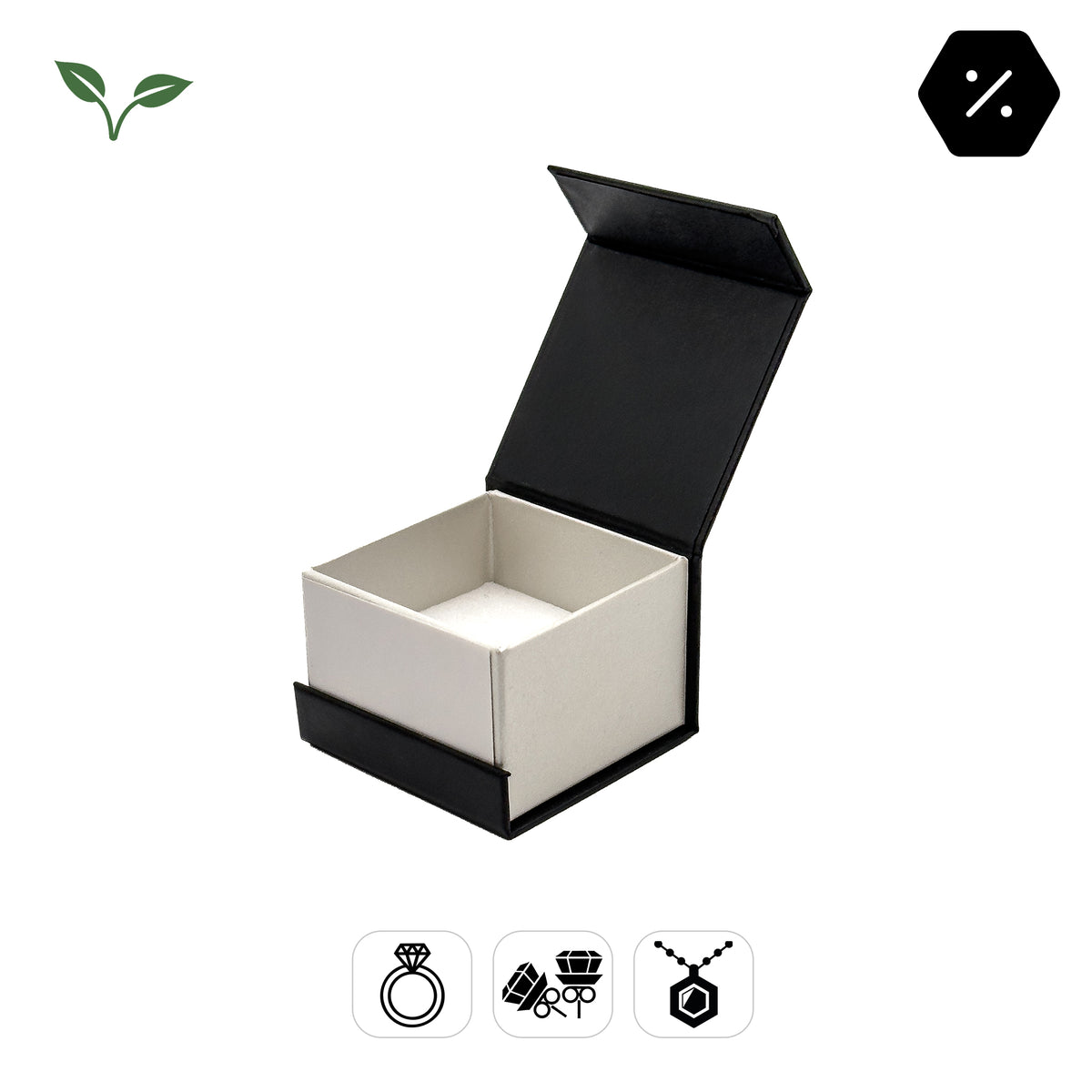 Versailles Ring / Universal | Timeless Eco Magnetic Hinged Ring Box (Pack of 30)