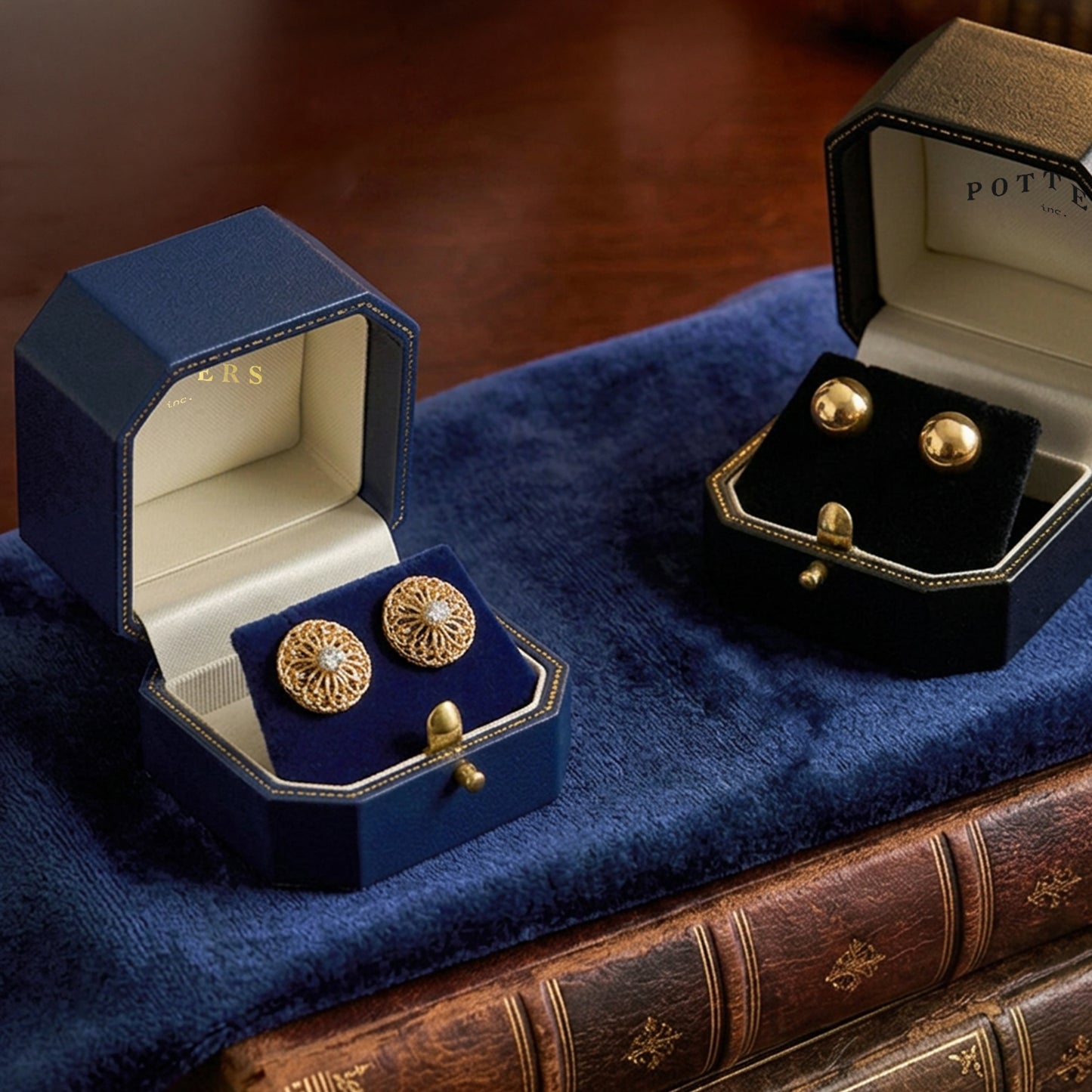 Windsor Vintage | 50% Off | Leatherette Stud Earring Case with Gold Tooling (Pack of 12)
