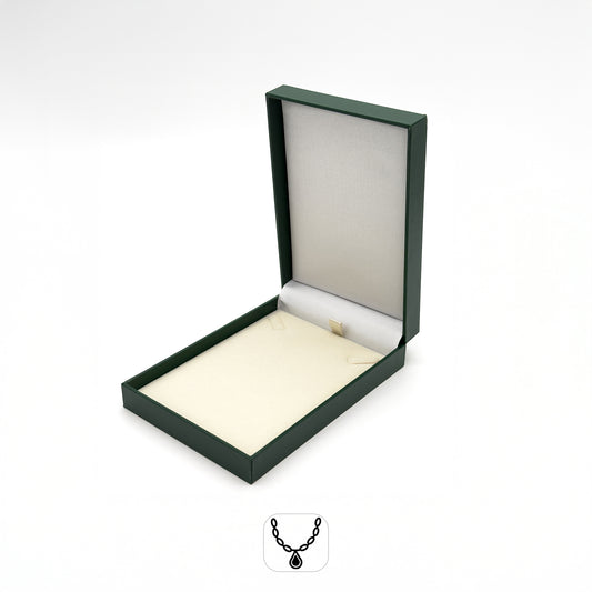 Marham | Classic Green / Cream Plain Leatherette Necklace Case (Pack of 12)