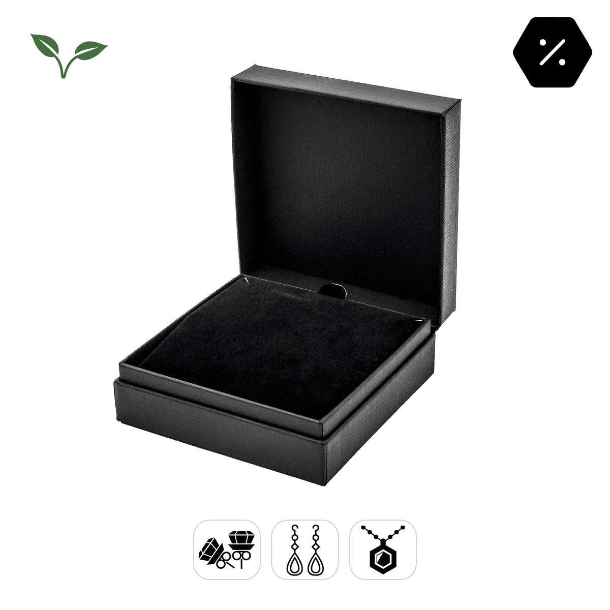 Worcester Large Universal | 85x85x34mm 100% Recyclable Hinged Box | FSC-Accredited (Pack of 20)